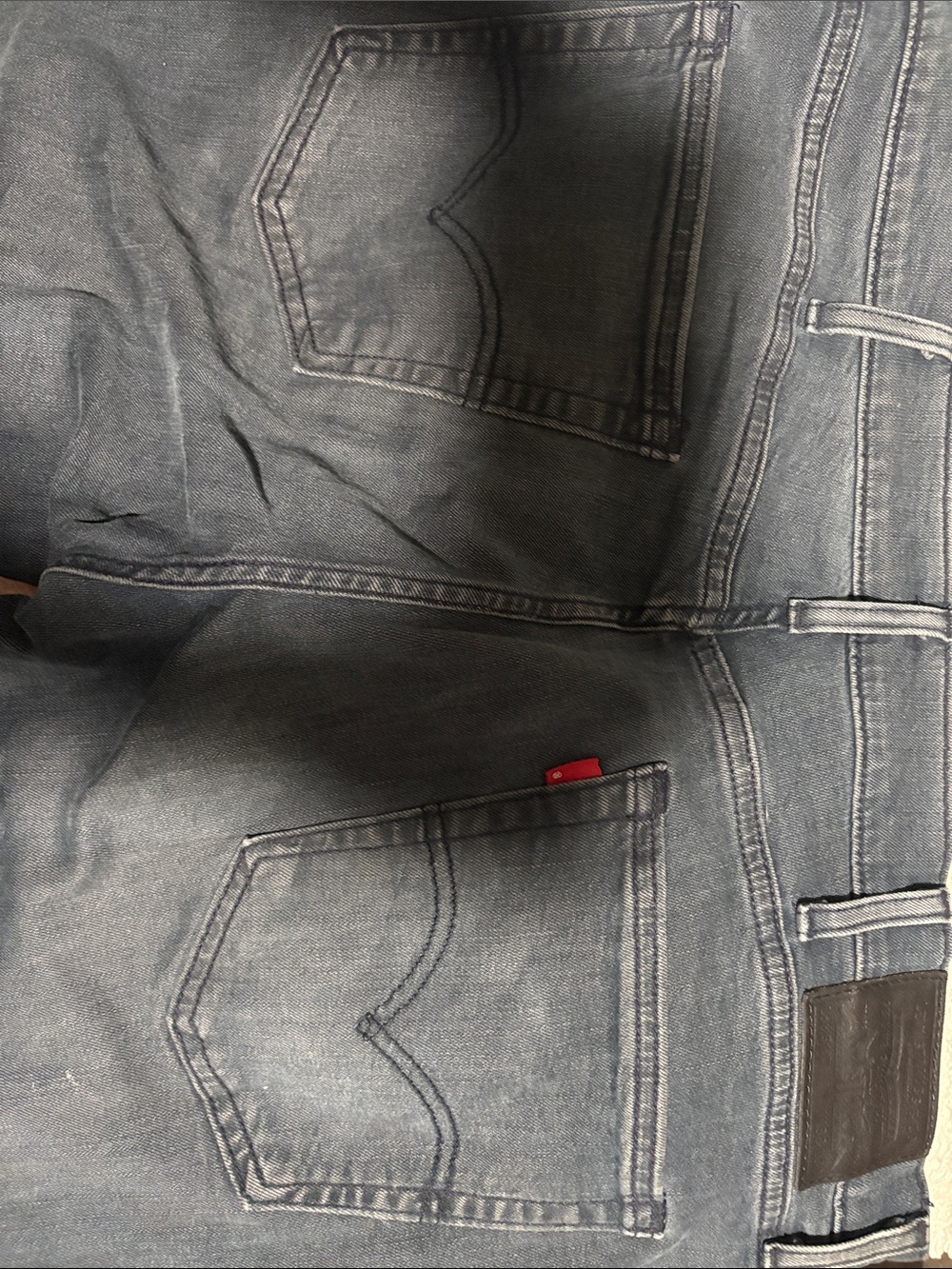 Men's Gray Straight Jeans with Red Tab Accent